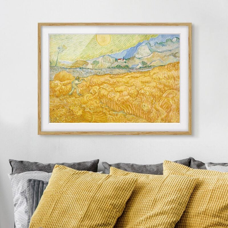 

Póster enmarcado - Vincent Van Gogh - Cornfield With Reaper Dimensión LxA: 50cm x 70cm, Marco: Roble