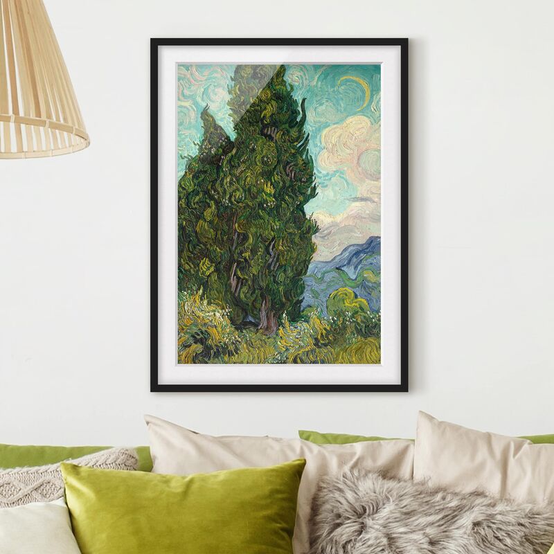 

Póster enmarcado - Vincent Van Gogh - Cypresses Dimensión LxA: 70cm x 50cm, Marco: Negro