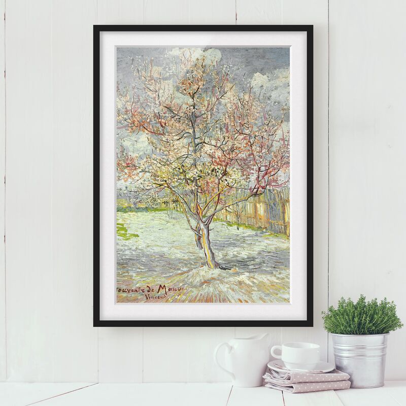 

Póster enmarcado - Vincent Van Gogh - Flowering Peach Trees Dimensión LxA: 70cm x 50cm, Marco: Negro