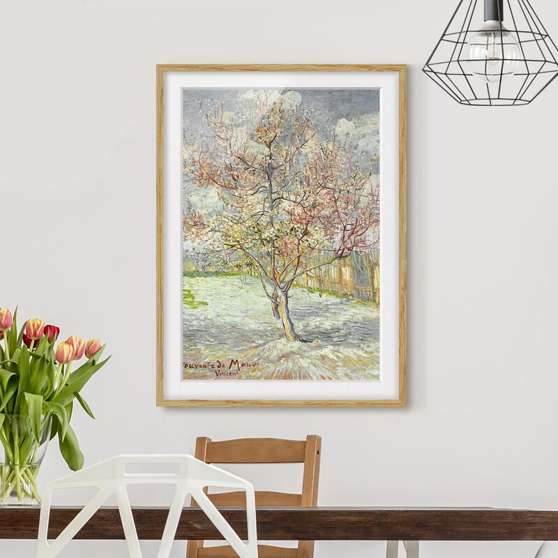 

Póster enmarcado - Vincent Van Gogh - Flowering Peach Trees Dimensión LxA: 100cm x 70cm, Marco: Roble