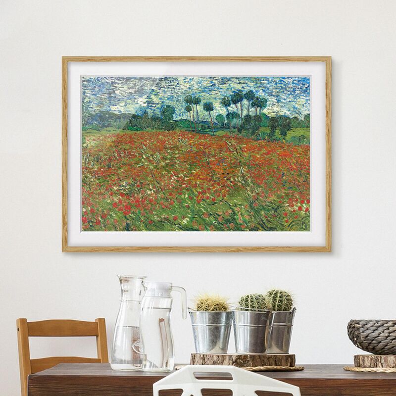 

Póster enmarcado - Vincent Van Gogh - Poppy Field Dimensión LxA: 50cm x 70cm, Marco: Roble