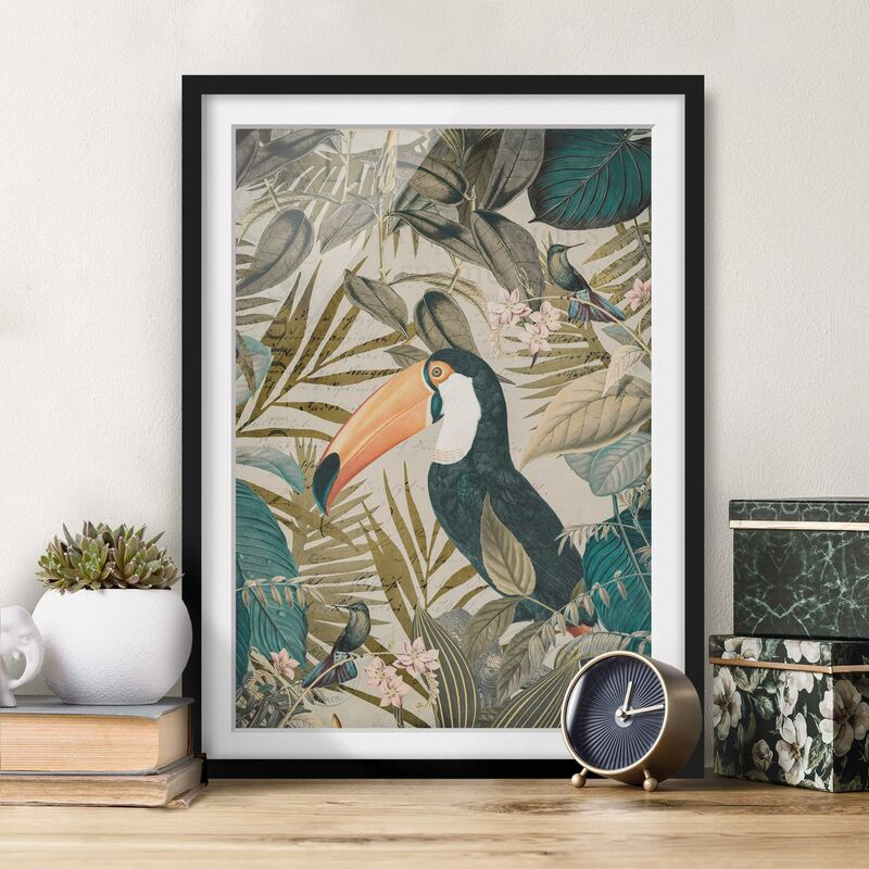 

Póster enmarcado - Vintage Collage - Toucan In The Jungle Dimensión LxA: 55cm x 40cm, Marco: Negro