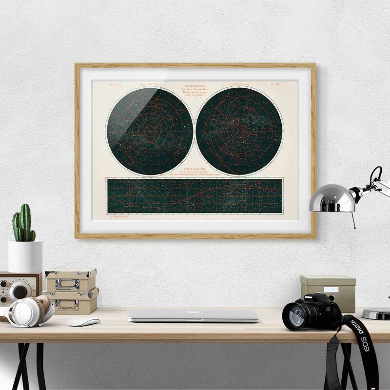 

Póster enmarcado - Costellazioni illustrazione d'epoca Dimensión LxA: 40cm x 55cm, Marco: Roble