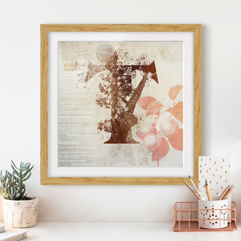 

Póster enmarcado - Vintage oro Alfabeto Lettera T Dimensión LxA: 30cm x 30cm, Marco: Roble