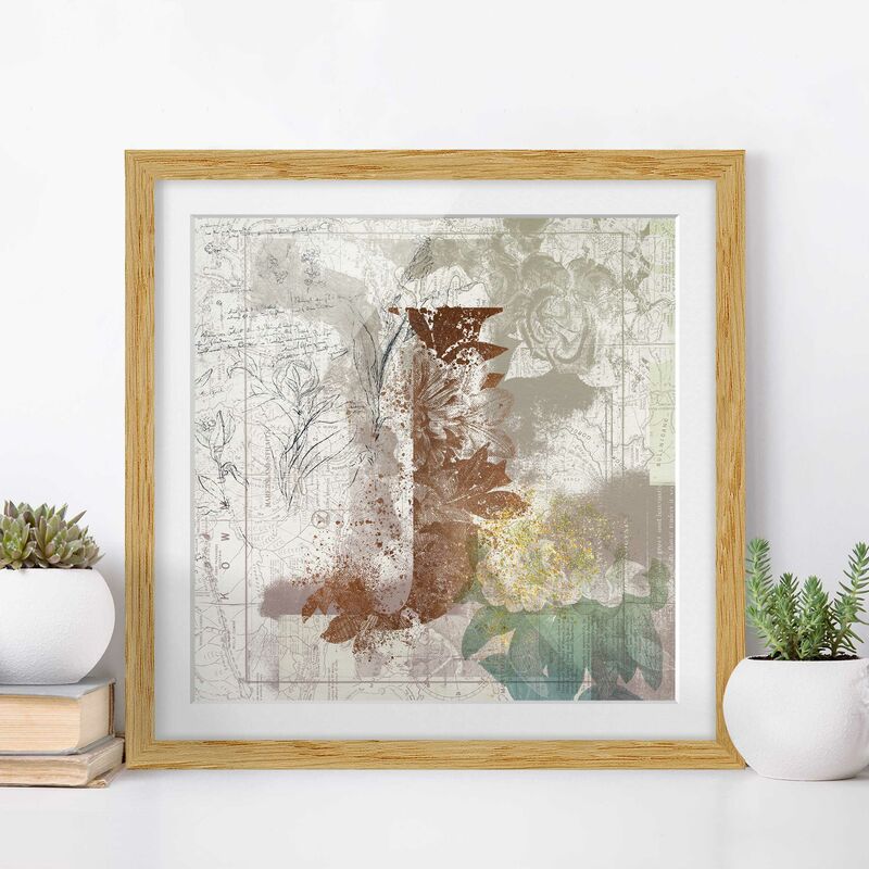 

Póster enmarcado - Vintage oro Alfabeto Lettera J Dimensión LxA: 50cm x 50cm, Marco: Roble