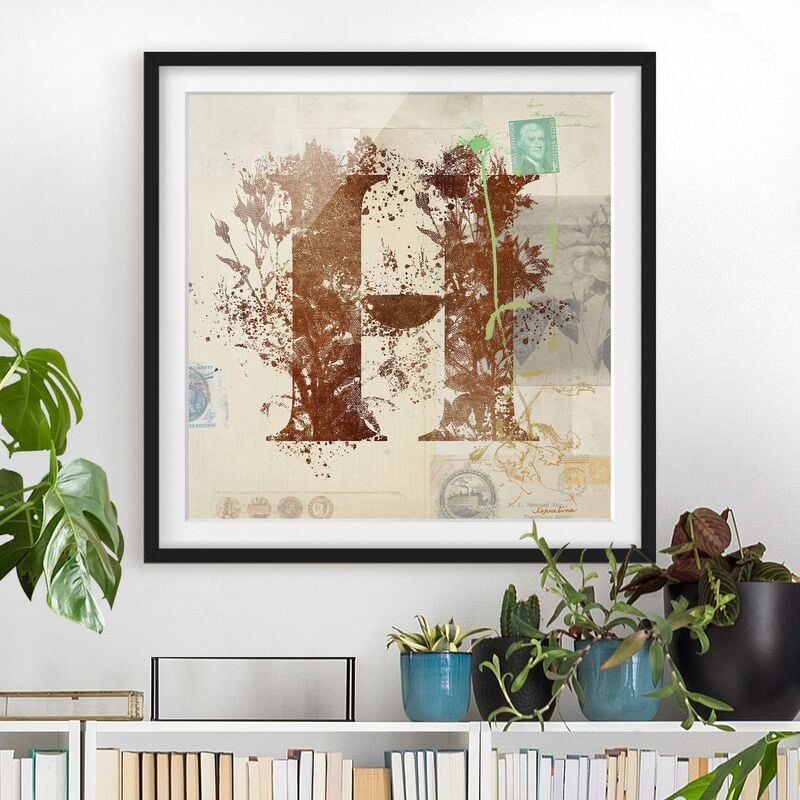 

Póster enmarcado - Vintage oro Alfabeto Lettera H Dimensión LxA: 30cm x 30cm, Marco: Negro