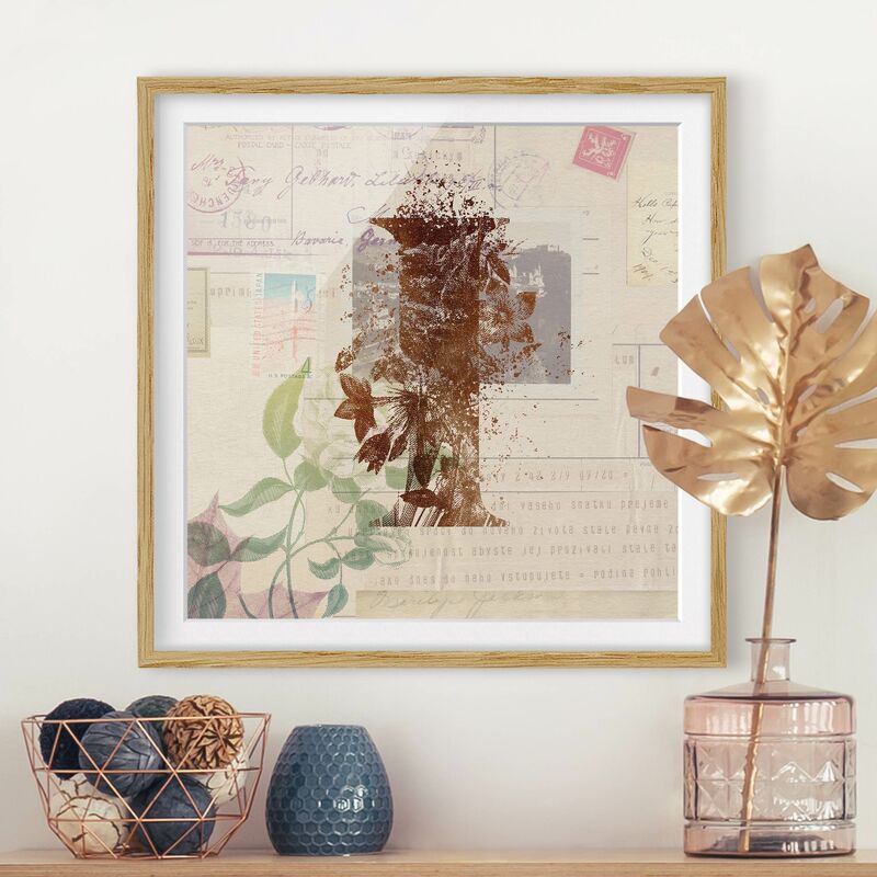 

Póster enmarcado - Vintage Oro Alphabet Lettera I Dimensión LxA: 50cm x 50cm, Marco: Roble