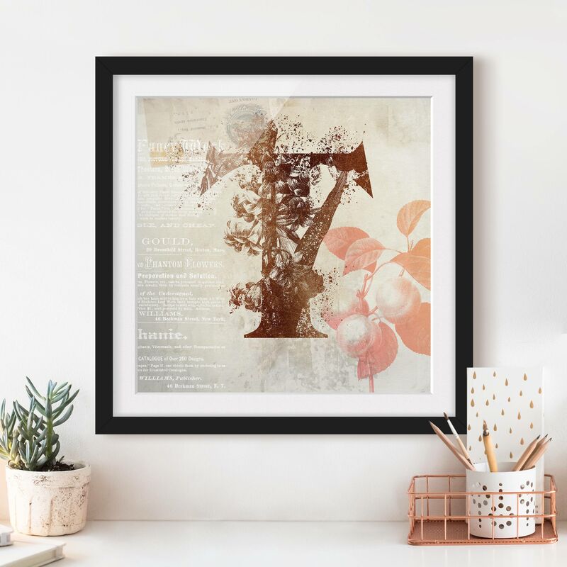 

Póster enmarcado - Vintage oro Alfabeto Lettera T Dimensión LxA: 30cm x 30cm, Marco: Negro