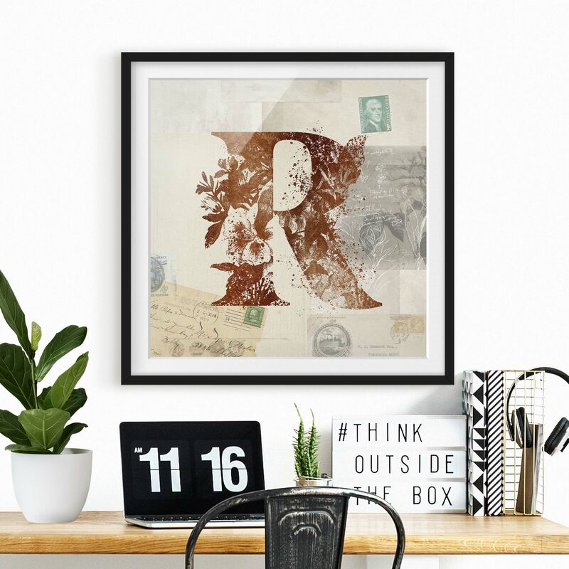 

Póster enmarcado - Vintage oro Alfabeto Lettera R Dimensión LxA: 30cm x 30cm, Marco: Negro