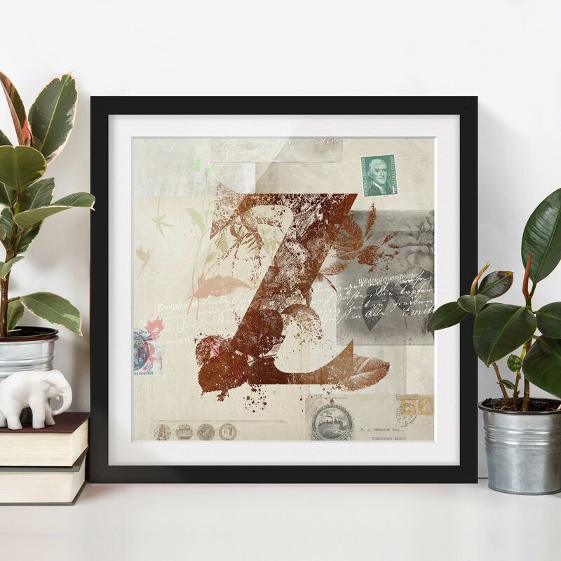 

Póster enmarcado - Vintage oro Alfabeto Lettera Z Dimensión LxA: 30cm x 30cm, Marco: Negro