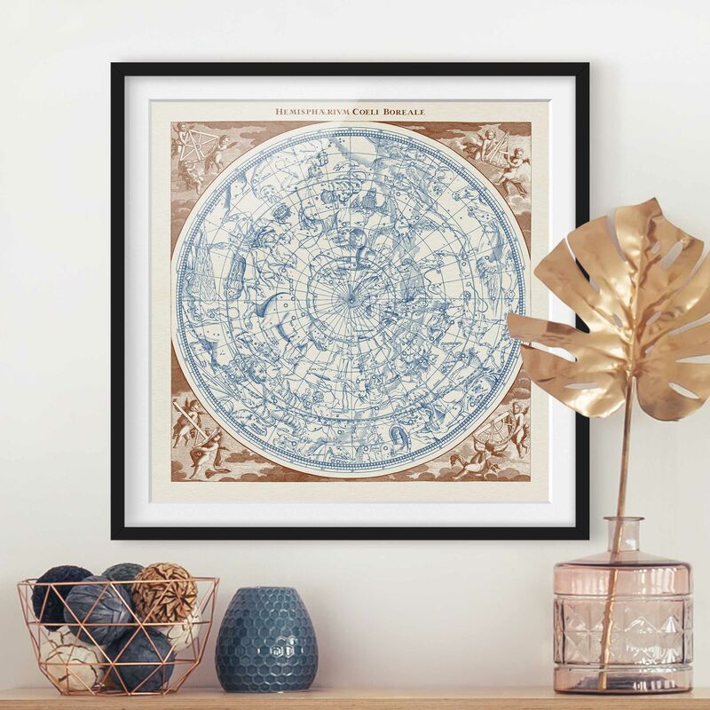 

Póster enmarcado - Vintage Mappa Stellare Nord Hemissphere Dimensión LxA: 50cm x 50cm, Marco: Negro