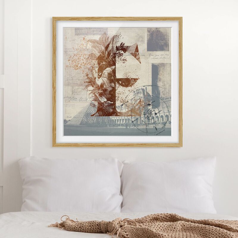 

Póster enmarcado - Vintage oro alfabeto Lettera E Dimensión LxA: 30cm x 30cm, Marco: Roble