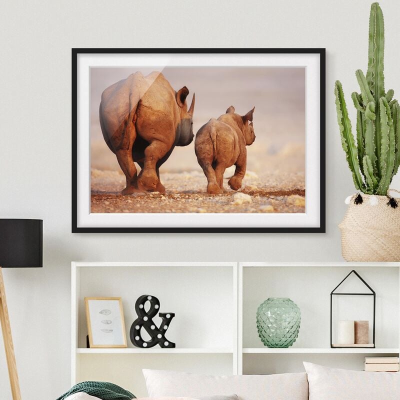 

Póster enmarcado - Wandering Rhinos Dimensión LxA: 40cm x 55cm, Marco: Negro