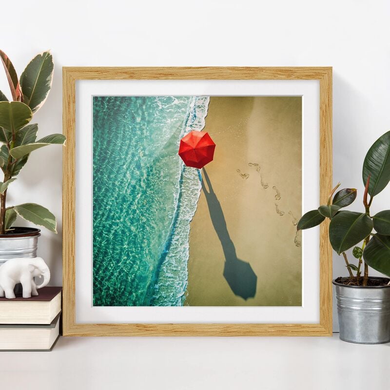 

Póster enmarcado - Walk On The Beach Dimensión LxA: 30cm x 30cm, Marco: Roble