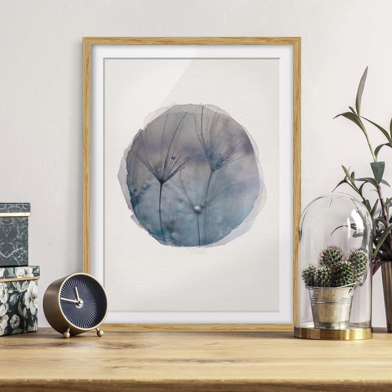 

Póster enmarcado - Acquarelli - piume blu Sotto La Pioggia Dimensión LxA: 70cm x 50cm, Marco: Roble