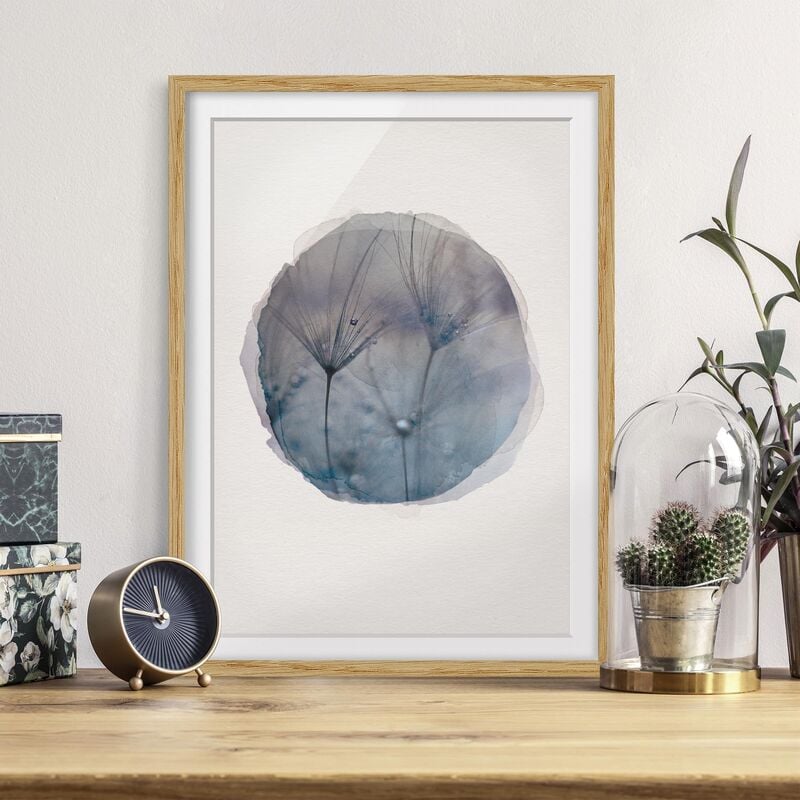 

Póster enmarcado - Acquarelli - piume blu Sotto La Pioggia Dimensión LxA: 40cm x 30cm, Marco: Roble