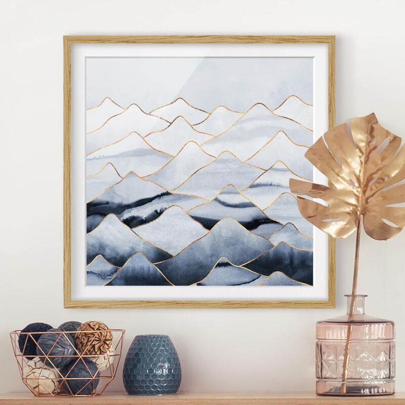 

Póster enmarcado - Acquerello Monti oro bianco Dimensión LxA: 20cm x 20cm, Marco: Roble