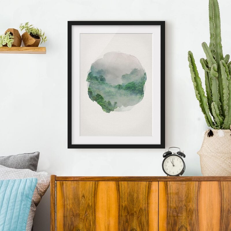 

Póster enmarcado - Acquarelli - giungla nella nebbia Dimensión LxA: 55cm x 40cm, Marco: Negro