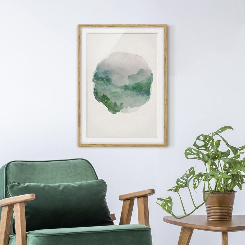 

Póster enmarcado - Acquarelli - giungla nella nebbia Dimensión LxA: 70cm x 50cm, Marco: Roble
