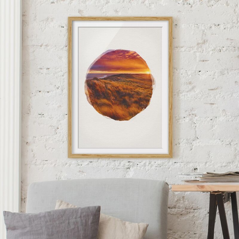 

Póster enmarcado - Acquarelli - Alba Sulla Spiaggia sull'isola di Sylt Dimensión LxA: 24cm x 18cm, Marco: Roble