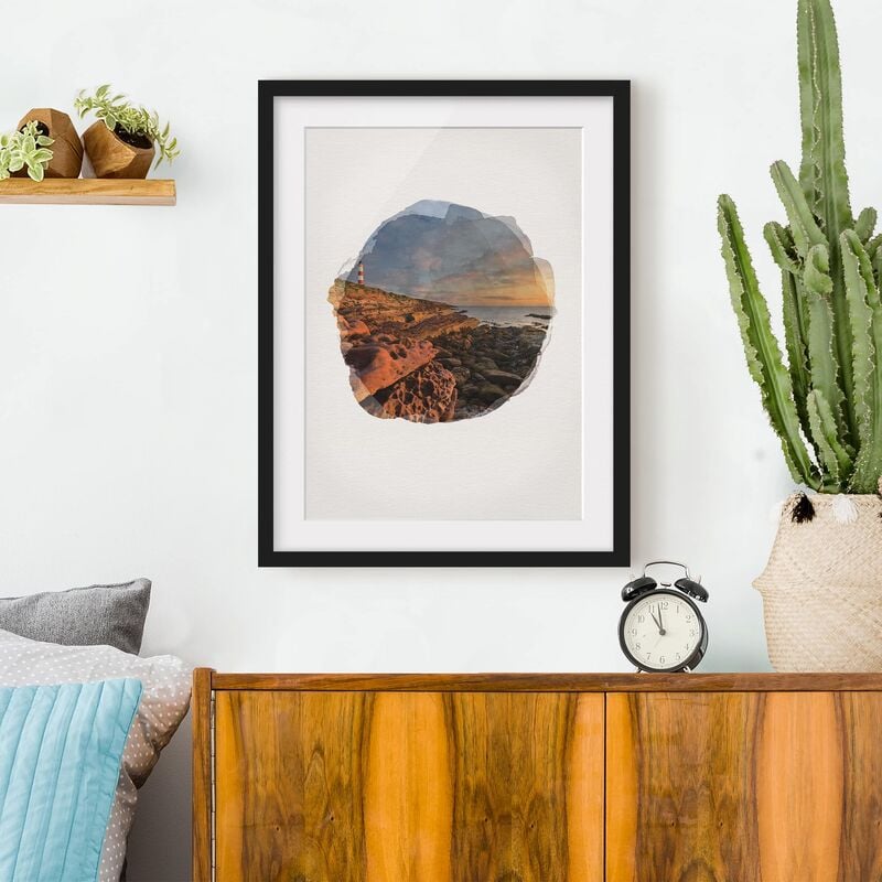 

Póster enmarcado - Acquerelli - Tarbat Ness Sea & faro al tramonto Dimensión LxA: 55cm x 40cm, Marco: Negro
