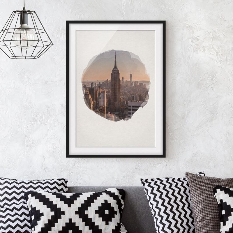 

Póster enmarcado - Acquerelli - Vista Dalla cima delle rocce Dimensión LxA: 24cm x 18cm, Marco: Negro