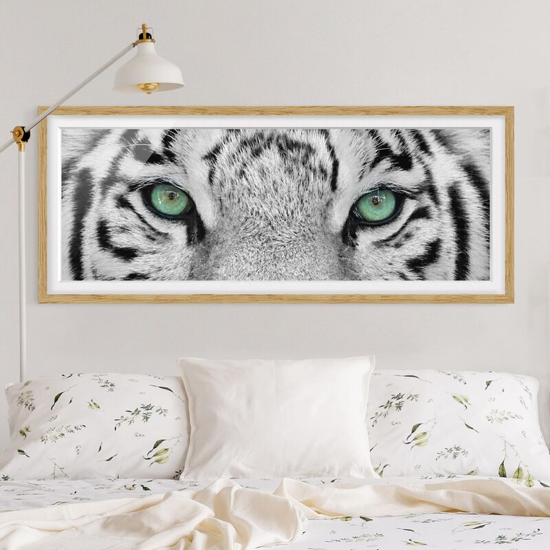 

Póster enmarcado - Bianco Tiger Dimensión LxA: 40cm x 100cm, Marco: Roble