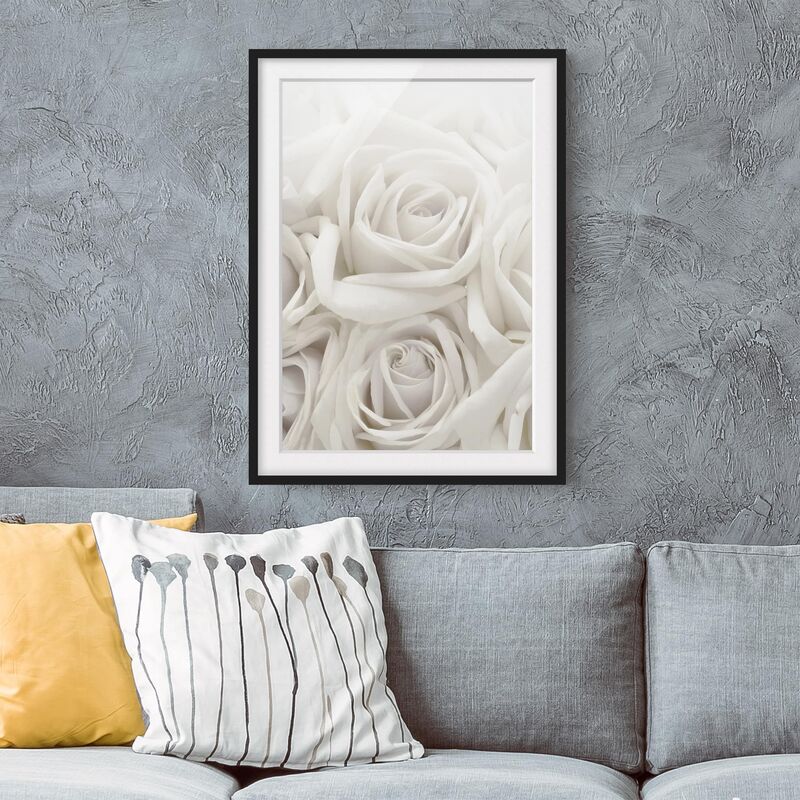 

Póster enmarcado - White Roses Dimensión LxA: 70cm x 50cm, Marco: Negro