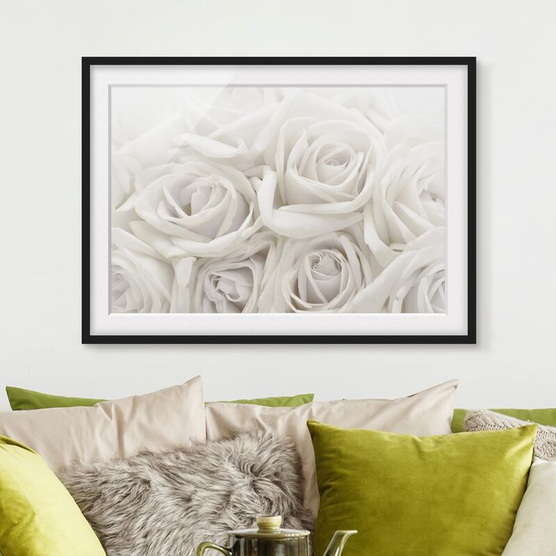

Póster enmarcado - White Roses Dimensión LxA: 30cm x 40cm, Marco: Negro