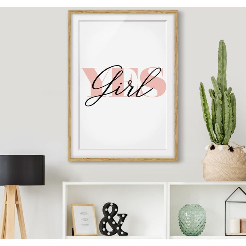 

Póster enmarcado - Yes Girl Dimensión LxA: 70cm x 50cm, Marco: Roble