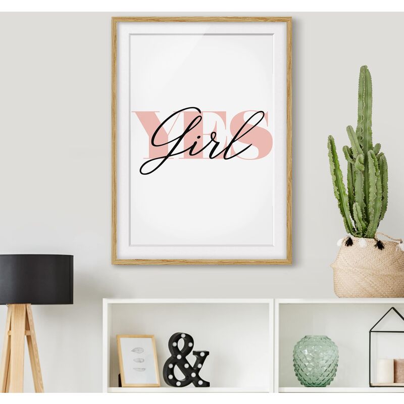

Póster enmarcado - Yes Girl Dimensión LxA: 55cm x 40cm, Marco: Roble