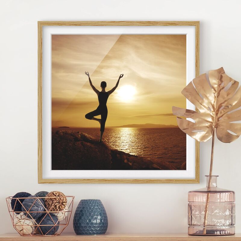 

Póster enmarcado - Yoga Dimensión LxA: 70cm x 70cm, Marco: Roble