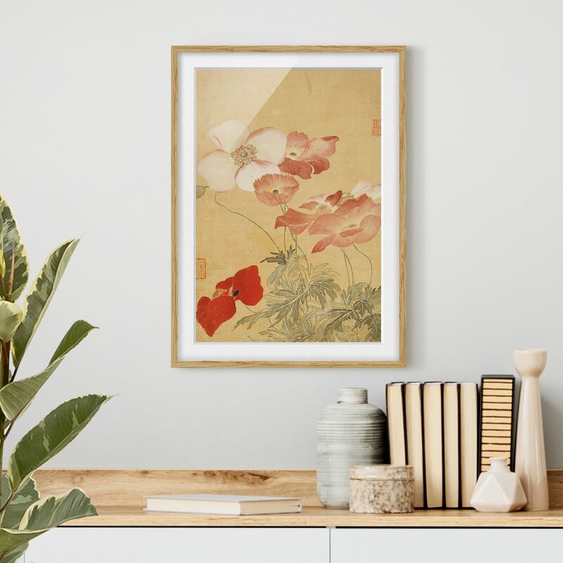 

Póster enmarcado - Yun Shouping - Papaveri Dimensión LxA: 40cm x 30cm, Marco: Roble