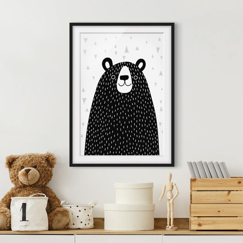 

Póster enmarcado - Zoo Con I Modelli - Orso Dimensión LxA: 100cm x 70cm, Marco: Negro