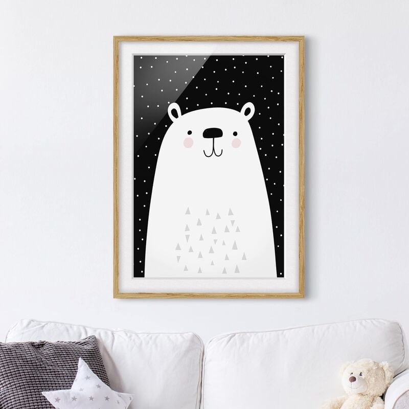 

Póster enmarcado - Zoo Con I Modelli - Polar Bear Dimensión LxA: 100cm x 70cm, Marco: Roble