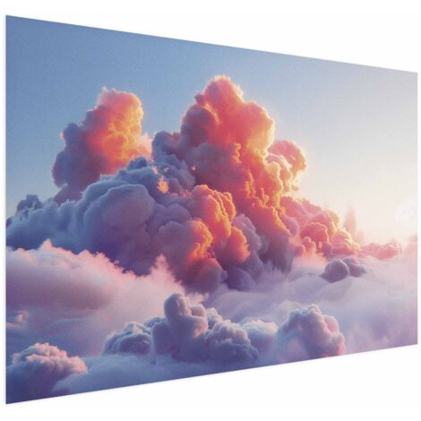 Póster - Espectáculo crepuscular: nubes en tonos rosas y morados.