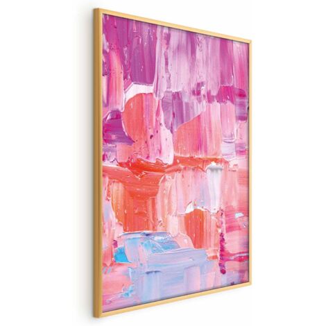 Poster – Farbenfrohe Striche – intensive Rosa- und Lilatöne auf Leinwand