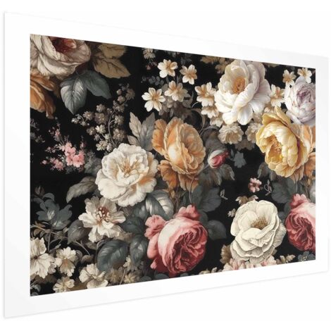 Poster - Fiori colorati su sfondo nero