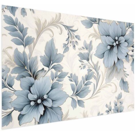 Póster - Flores ornamentales retro de color turquesa