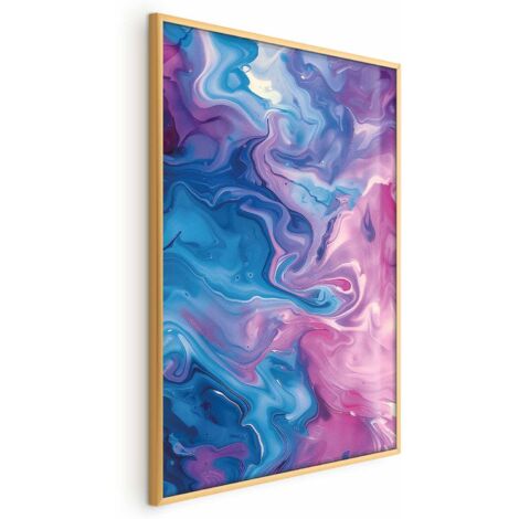 Póster - Flujos nocturnos - olas abstractas en tonos azules y morados
