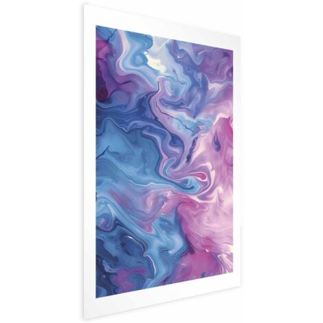 Poster - Flussi notturni - onde astratte nelle tonalità del blu e del viola
