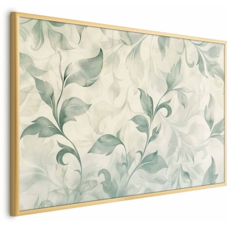 Poster - Foglie ad acquerello verdi e beige