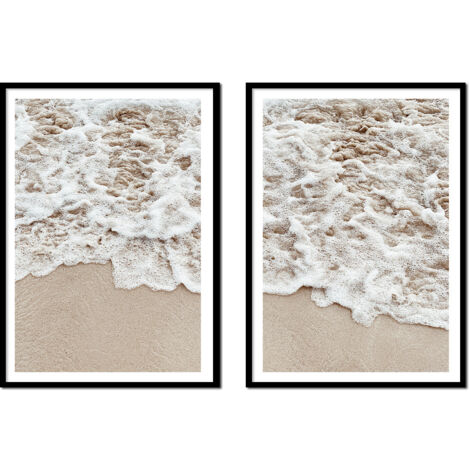 POSTER FOTOGRAFICO IN CORNICE 53x73cm Dittico Set di 2 immagini Spiaggia Boho Mare P2157