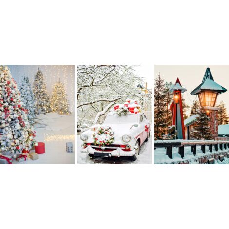 Poster für die Wohnzimmerwand Winterstimmung Feiertage Winter Weihnachtsbaum 3x 30x40