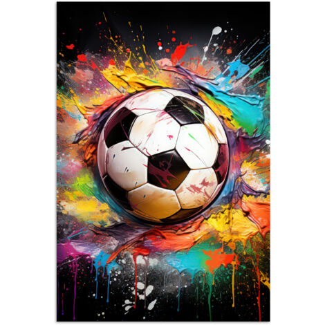 PÓSTER Fútbol - Pintura - Colores - Negro - Blanco Pared Decoracion 20x30