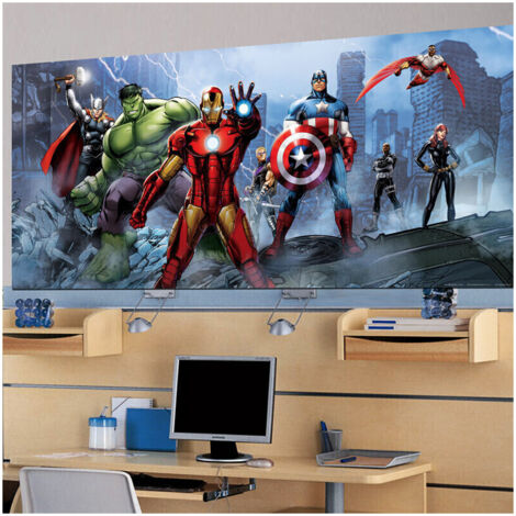 Poster géant Avengers Marvel 202x90 cm – Impression numérique haute qualité – Lavable en surface – Colle incluse pour installation facile – Ag Art