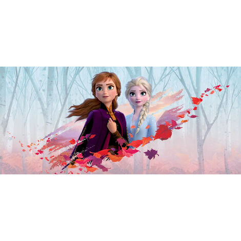 Poster géant Intissé - Disney La Reine des Neiges 2 - modèle Anna et Elsa vent d'automne 202 cm x 90 cm - Multicolor
