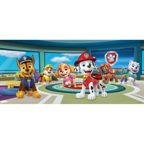 Poster géant intissé Pat'Patrouille – Décoration chambre enfants – Dimensions 202 cm x 90 cm – Résistant à l'eau – Pose avec colle incluse – Ag Art