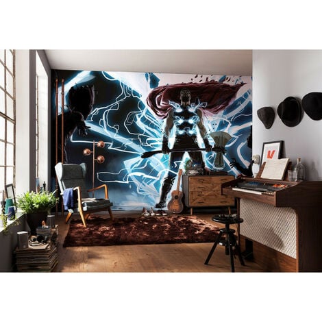 Poster géant équipe Avengers Marvel intisse 202X90 CM  Poster sur Papier  peint pour enfant sur Déco de Héros