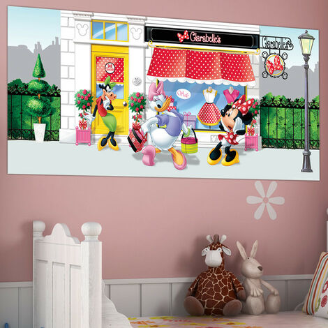 Poster géant la Boutique de Minnie & Clarabelle Disney intisse 202X90 CM - Multicolor